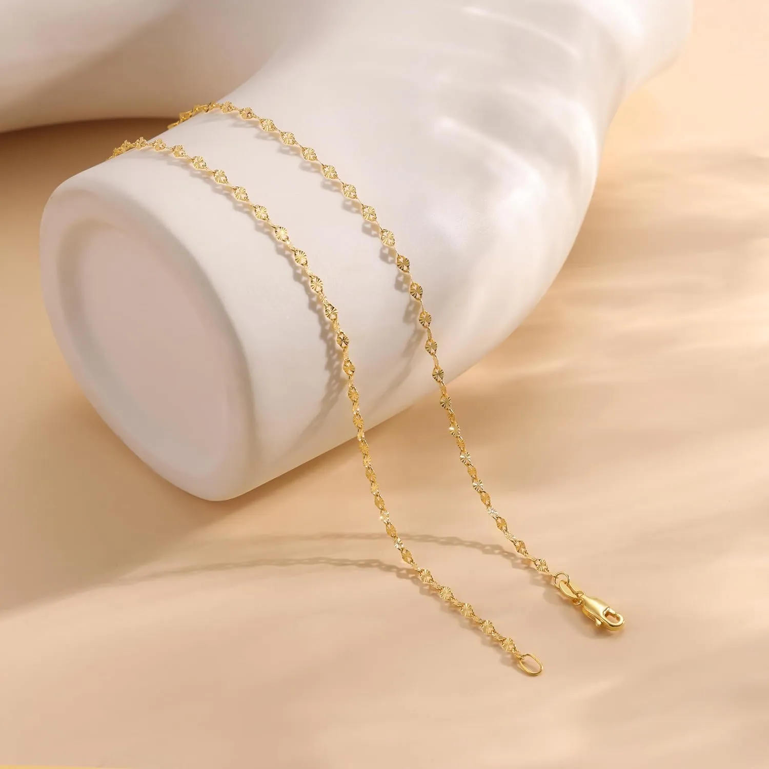 925 Sterling Silver Choker Necklace Figaro Link Chain Necklace for Women Simple Dainty 16K Gold Necklace for Women Minimalist Waterproof Link Silver Necklace Trendy Jewelry Gifts