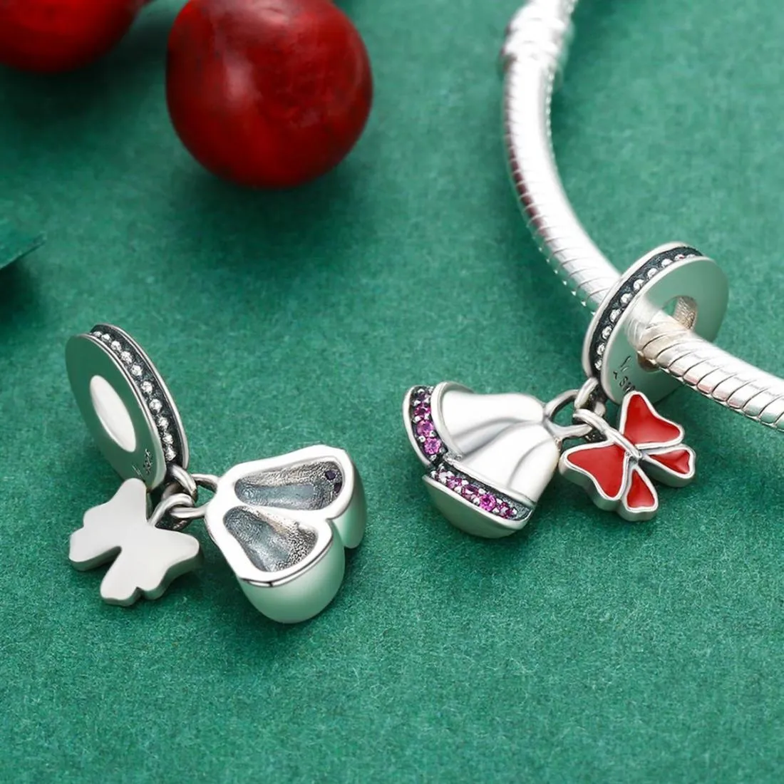 925 Sterling Silver Christmas Wind Chime Pendant