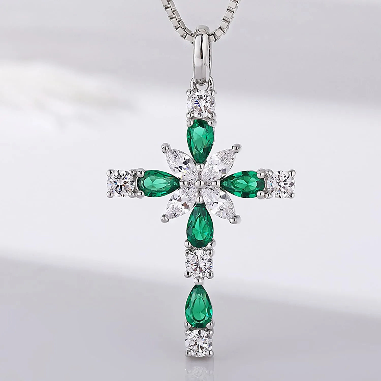 925 Sterling Silver Cross Necklace for WomenBirthday Delicate Star Cross Necklace Jewelry Gifts for WomenBirthstone Religious Jewelry for Mom, Chain 18 inch