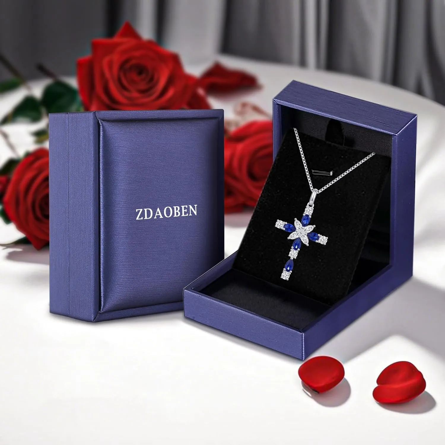 925 Sterling Silver Cross Necklace for WomenBirthday Delicate Star Cross Necklace Jewelry Gifts for WomenBirthstone Religious Jewelry for Mom, Chain 18 inch