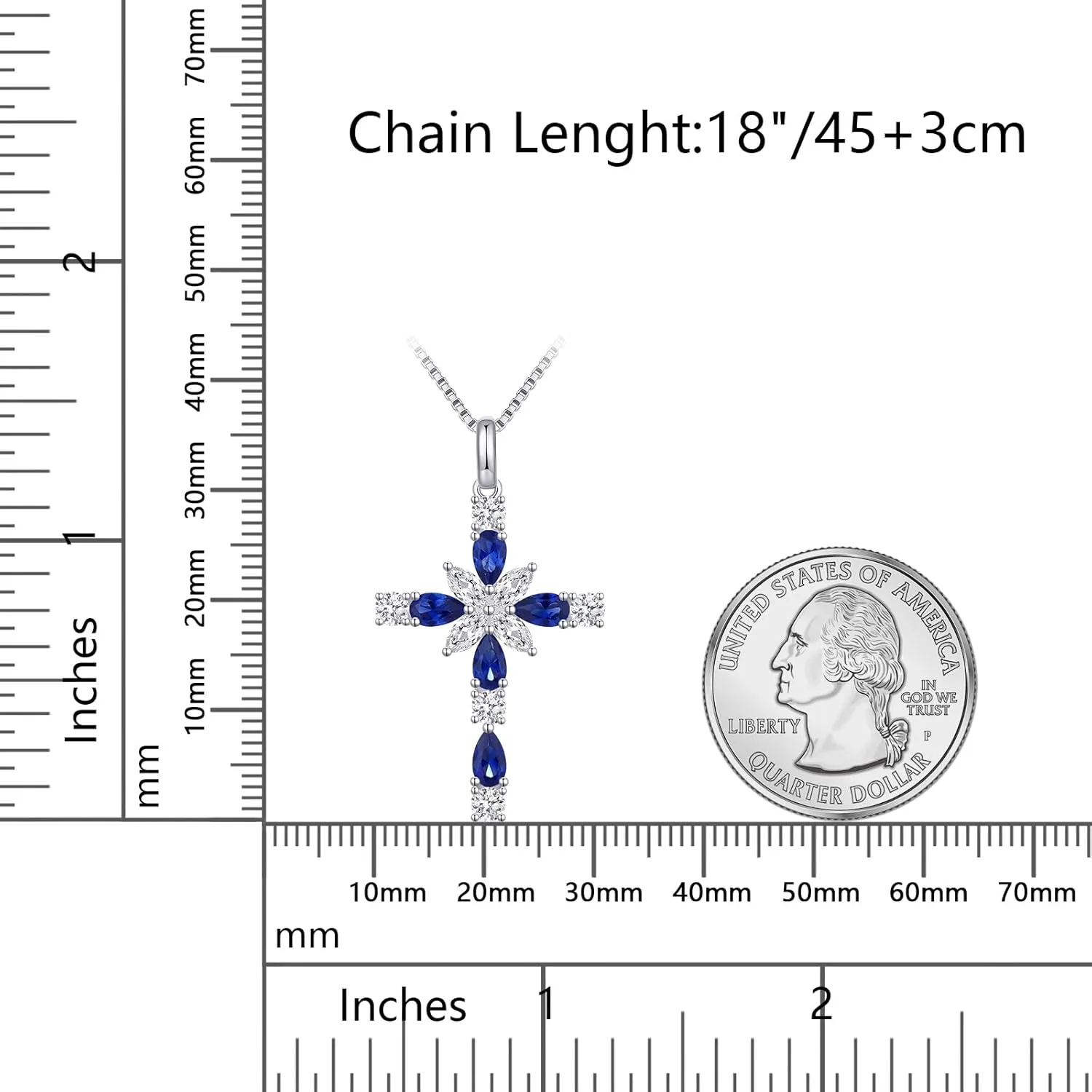 925 Sterling Silver Cross Necklace for WomenBirthday Delicate Star Cross Necklace Jewelry Gifts for WomenBirthstone Religious Jewelry for Mom, Chain 18 inch