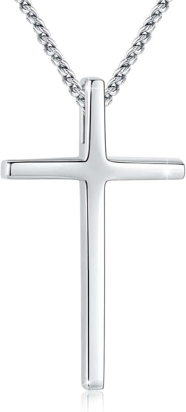 925 Sterling Silver Cross Pendant Necklace with 18" 2" Chain