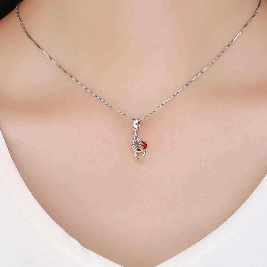 925 Sterling Silver Diy Heart Pendant With String