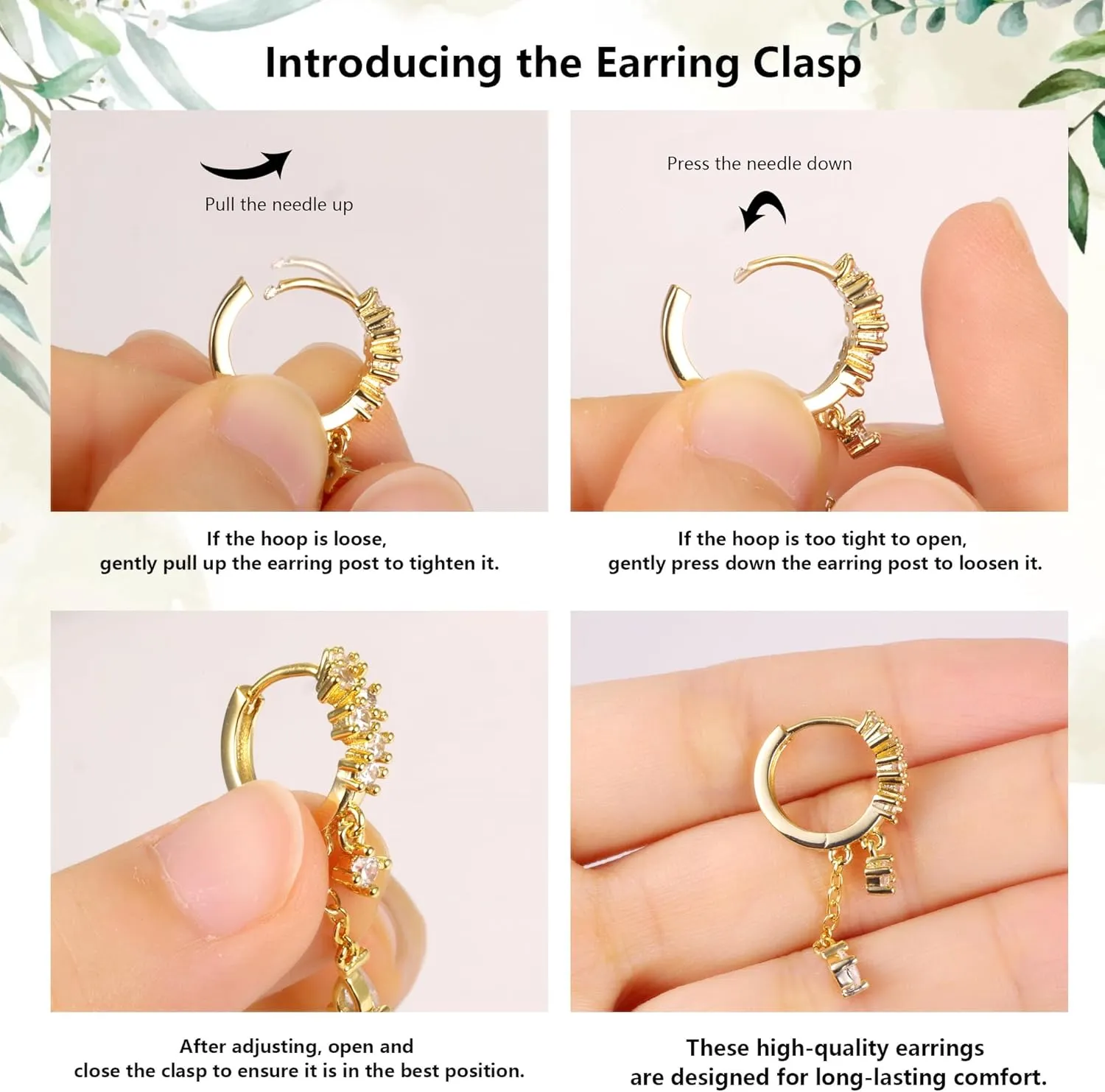 925 Sterling Silver Drop Dangle Earrings Cubic Zirconia Teardrop Hoop Dangle Earrings for Women 14K Goldplated Hypoallergenic Elegant Drop Water CZ Dangle Chain Huggie Earring Jewelry