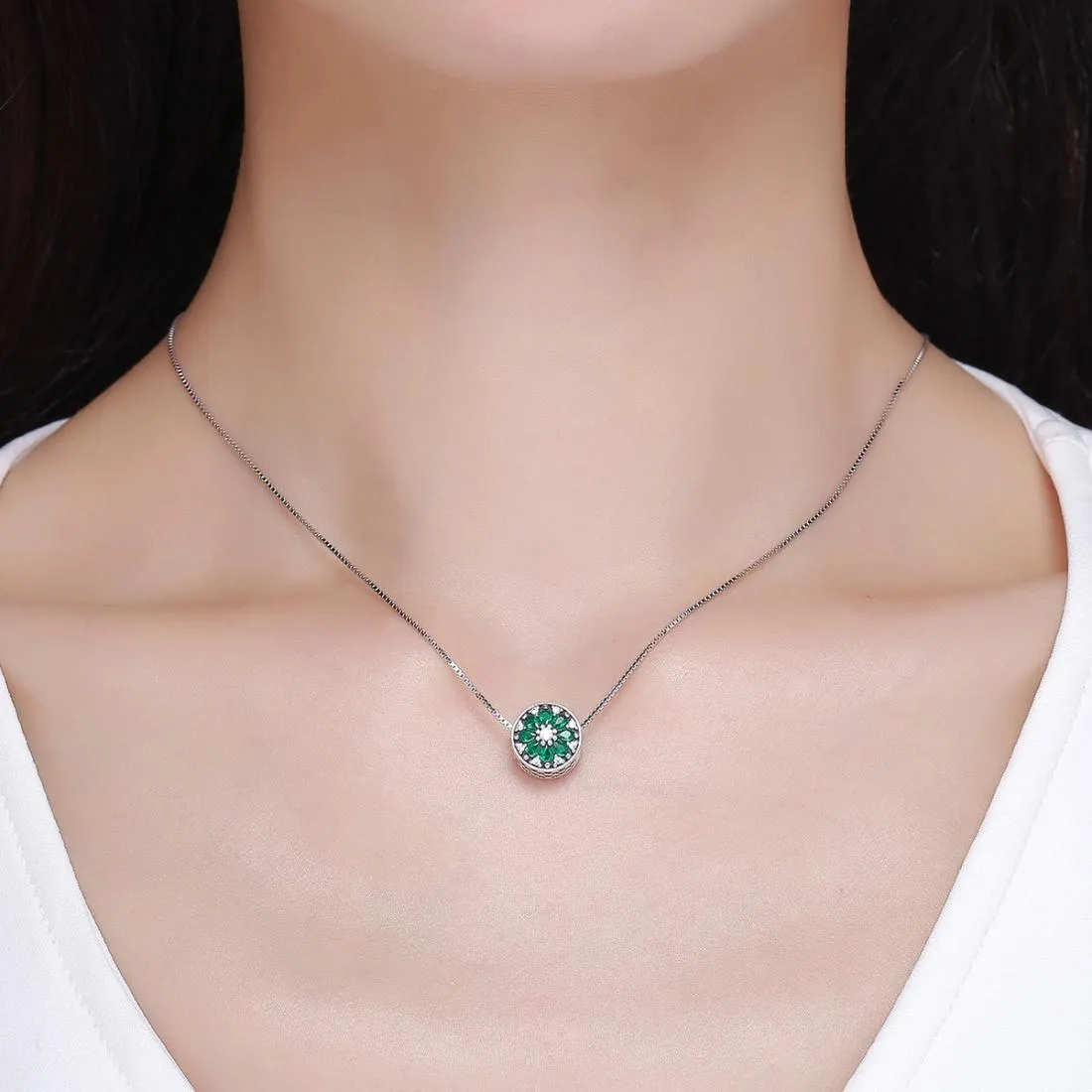 925 Sterling Silver Green Bead Pendant For Diy Bracelet Or Necklace
