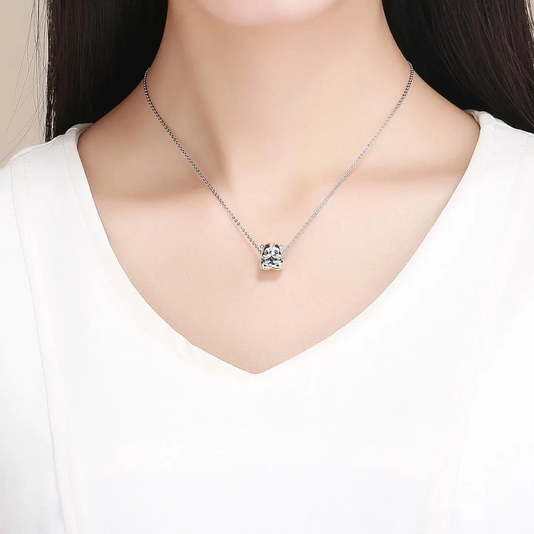 925 Sterling Silver Hamster Bead Bracelet & Necklace Set