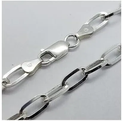 925 Sterling Silver Paperclip Chain Necklace,paperclip chain, Men Women, Made In Italy, Fine Trend Jewelry Silver and Yellow Gold 3MM 3.75MM 4.5MM 18-30