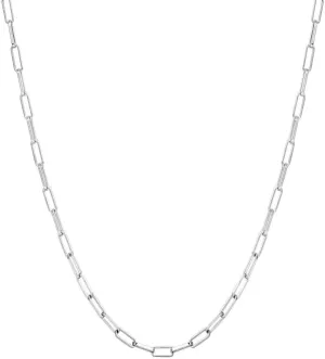 925 Sterling Silver Paperclip Chain Necklace,paperclip chain, Men Women, Made In Italy, Fine Trend Jewelry Silver and Yellow Gold 3MM 3.75MM 4.5MM 18-30