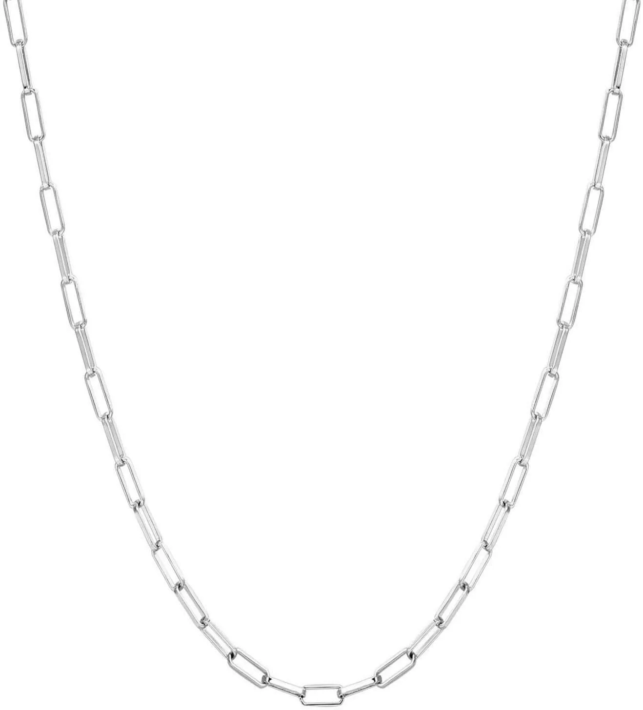 925 Sterling Silver Paperclip Chain Necklace,paperclip chain, Men Women, Made In Italy, Fine Trend Jewelry Silver and Yellow Gold 3MM 3.75MM 4.5MM 18-30