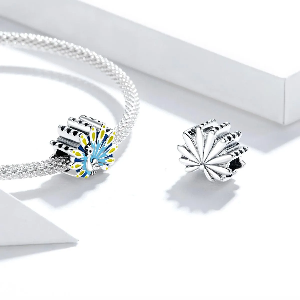 925 Sterling Silver Peacock Bead Bracelet & Necklace Set