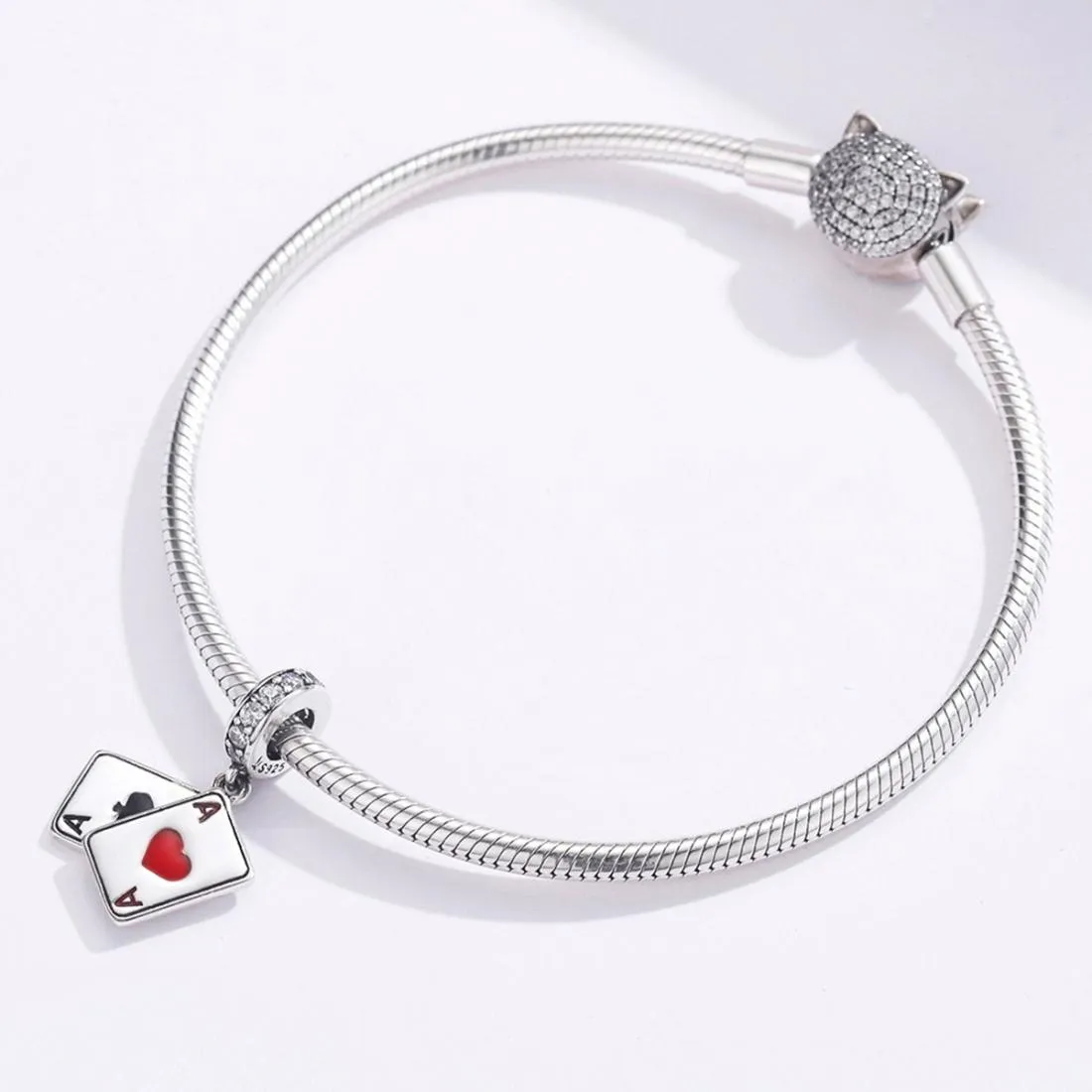 925 Sterling Silver Red Heart Pendant For Diy Bracelet Or Necklace