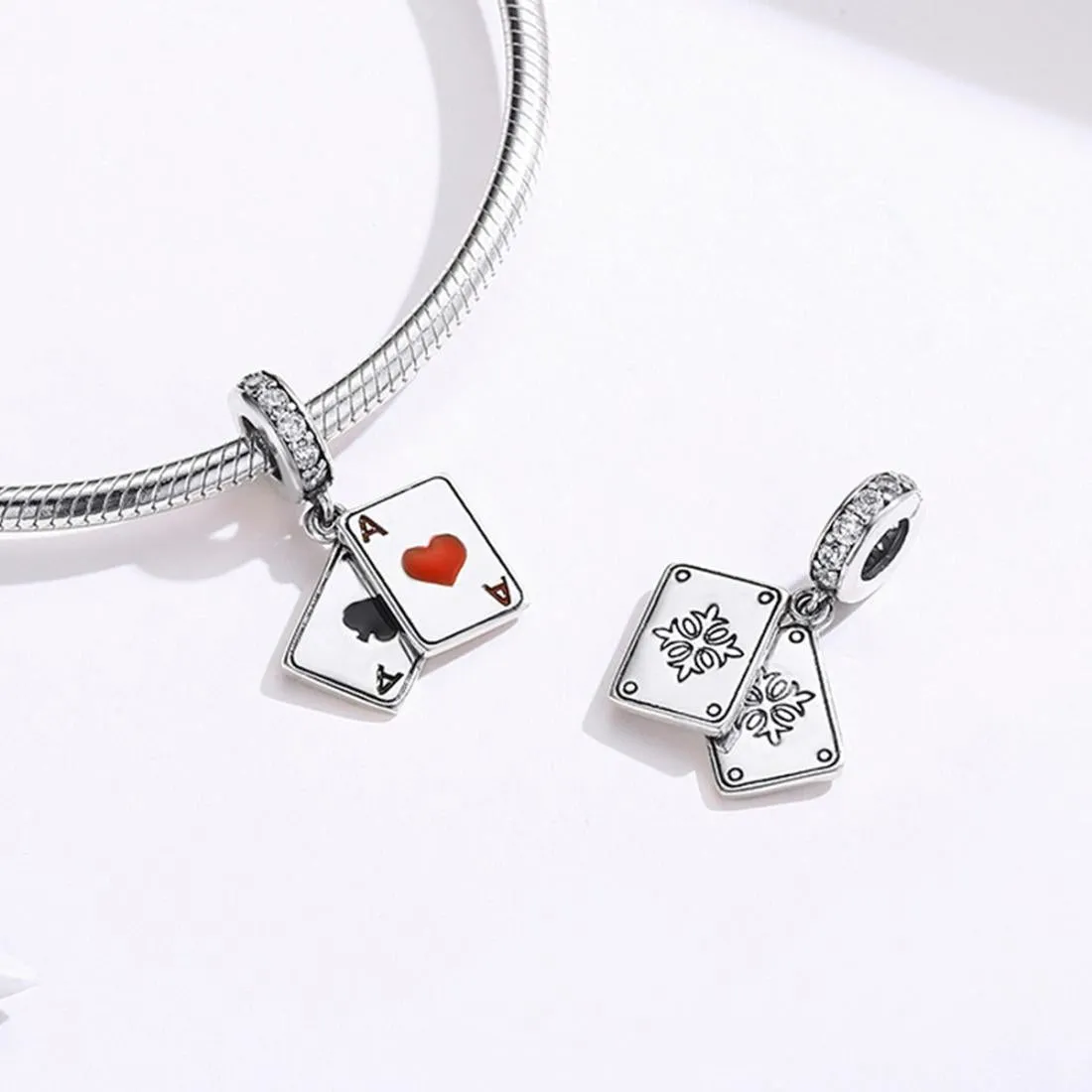 925 Sterling Silver Red Heart Pendant For Diy Bracelet Or Necklace