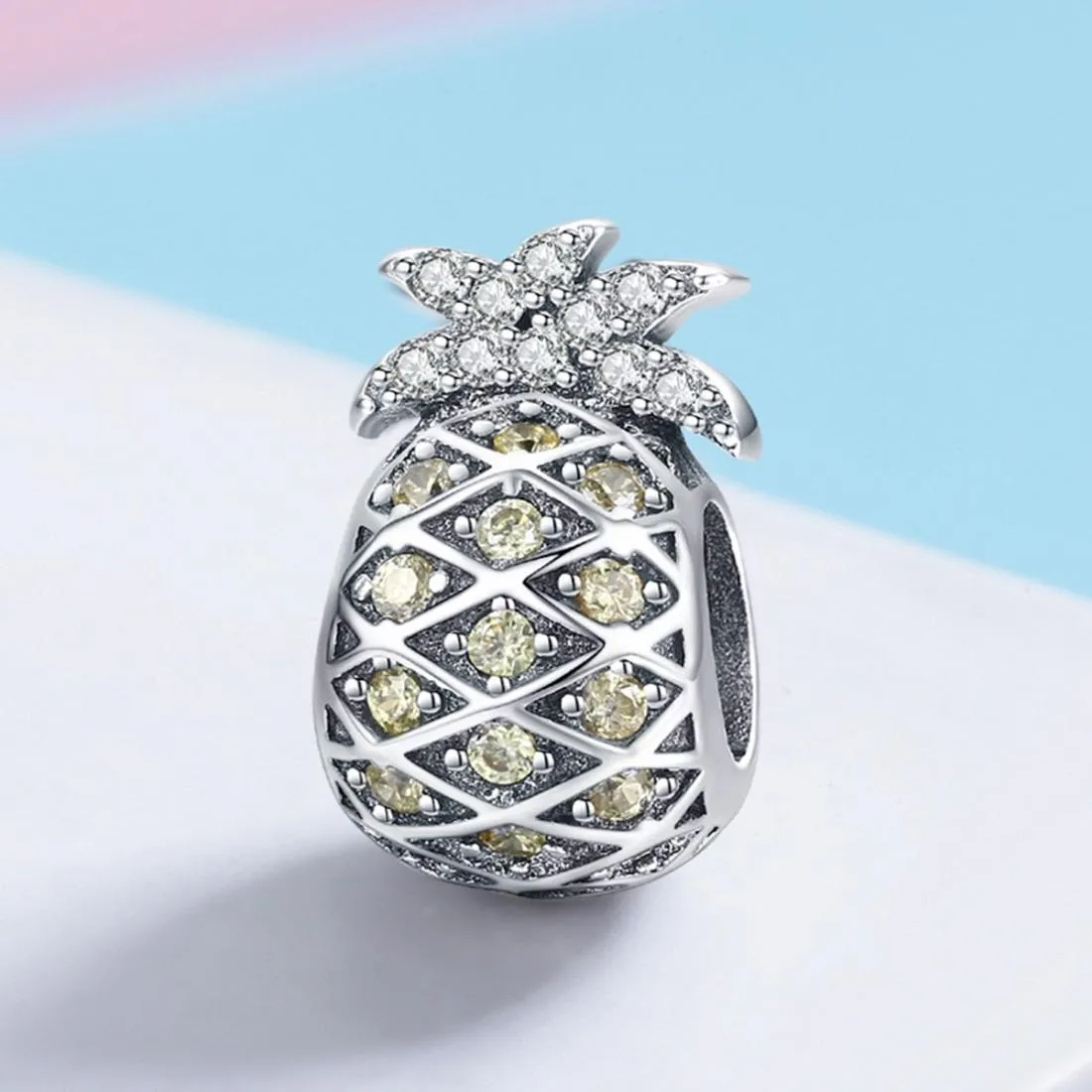925 Sterling Silver Summer Pineapple Beads For Bracelet Or Necklace Diy Style - Bead