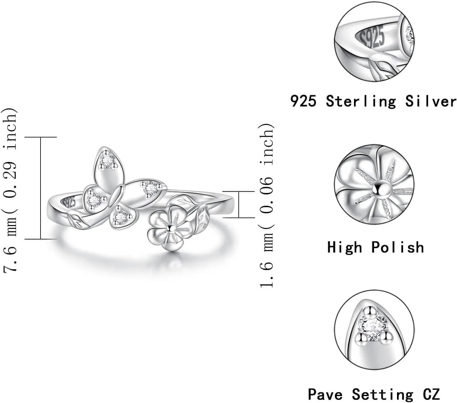 925 Sterling Silver Toe Rings for Women Boho Adjustable Mid Finger Rings Summer Vacation Ocean Beach