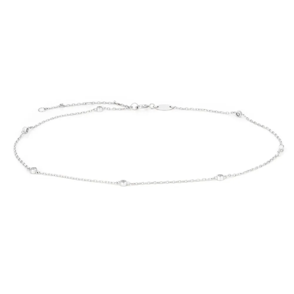 9ct White Gold Anklet with Cubic Zirconias