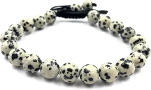 AAA DALMATIAN JASPER Natural Healing Power Gemstone Crystal Beads Unisex Adjustable Macrame Bracelets 8mm