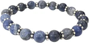 AAA Natural SODALITE Gemstone 8mm Round Beaded Stretchable Elastic Bracelet With Chakra ,Happy Mood Bracelet ,Handmade Designer Bracelet, Bye Bye Anxiety Bracelet ,Friendship ,Couple