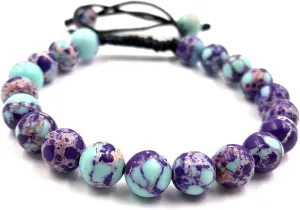 AAA PURPLE SEA SEDIMENT Natural Healing Power Gemstone Crystal Beads Unisex Adjustable Macrame Bracelets 8mm
