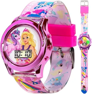 Accutime Barbie Dreamtopia Digital Watch for Kids  Colorful LCD Display, Multicolored Flashing Lights, Fun Dreamtopia Design, Durable and Comfortable Strap