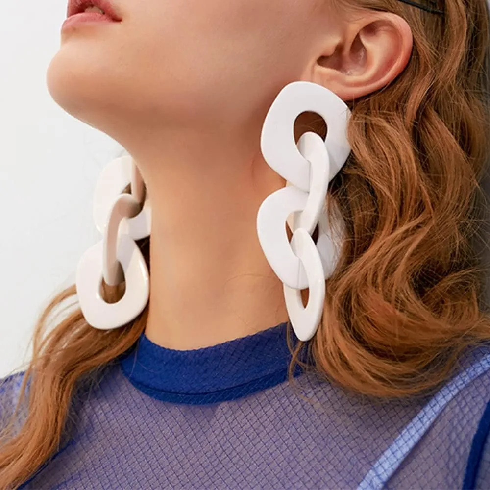 Acrylic Drop Dangle Earrings Chunky Long Link Chain Dangle Earrings Punk Drop Statement Acrylic Earrings for Women