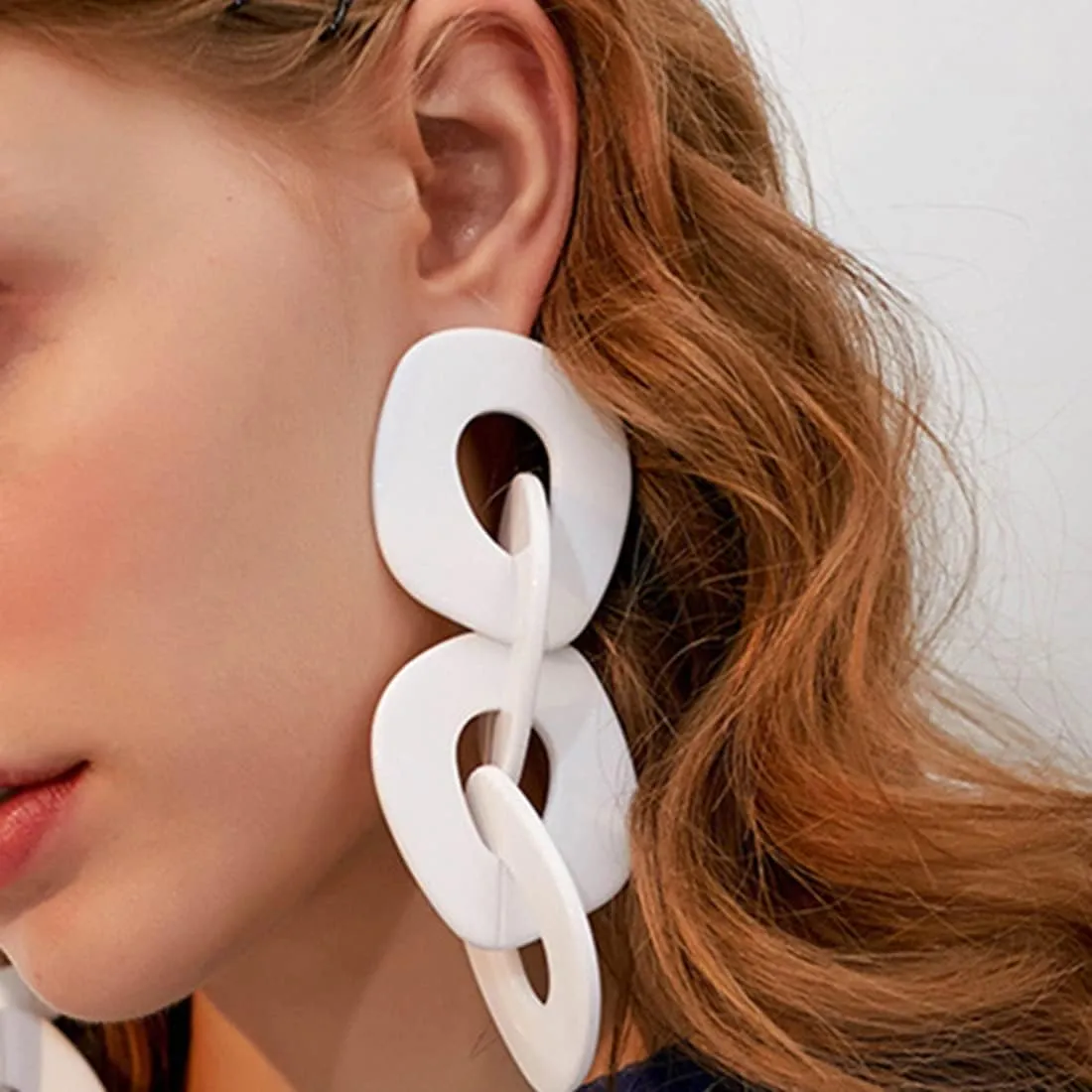 Acrylic Drop Dangle Earrings Chunky Long Link Chain Dangle Earrings Punk Drop Statement Acrylic Earrings for Women