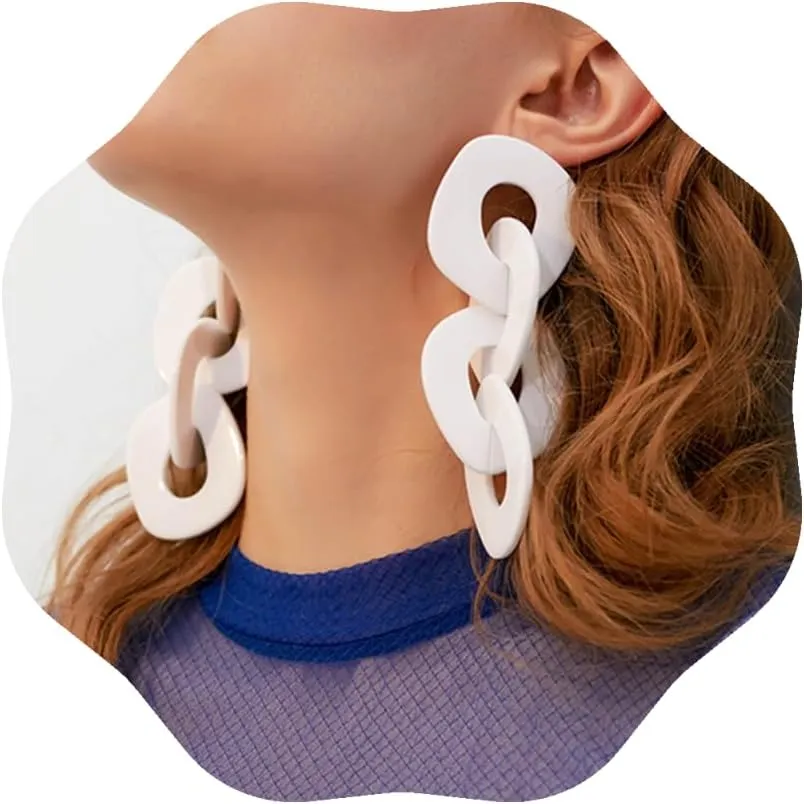 Acrylic Drop Dangle Earrings Chunky Long Link Chain Dangle Earrings Punk Drop Statement Acrylic Earrings for Women