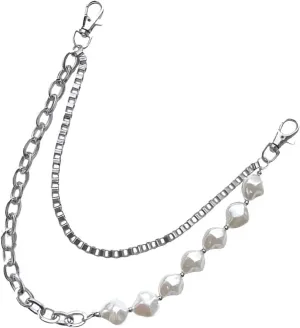 Adjustable Chain Irregular Imitation Pearls Waist Jewelry Alloy Texture Suitable for Trendy Youth and Enthusiasts