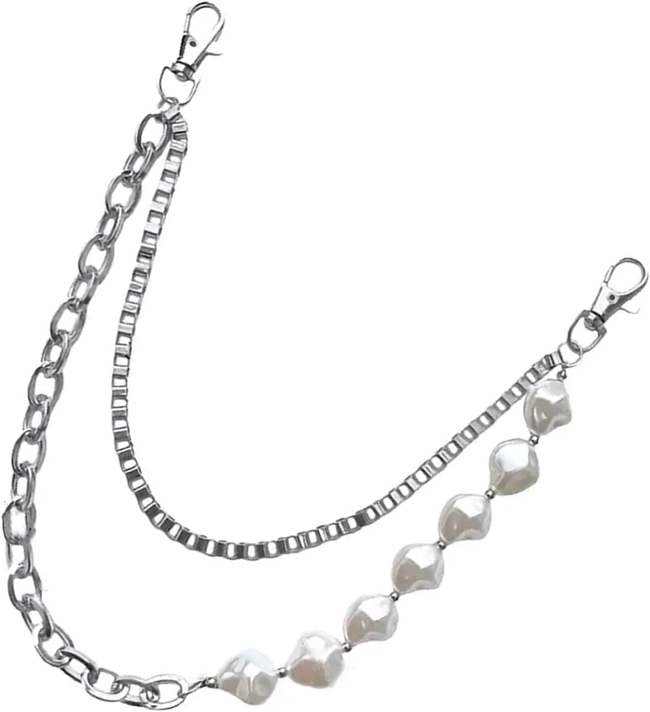 Adjustable Chain Irregular Imitation Pearls Waist Jewelry Alloy Texture Suitable for Trendy Youth and Enthusiasts