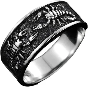 Adjustable Scorpion Ring for Men Women, Black Scorpion Finger Rings Retro Open Scorpion Band Statement Rings, Vintage Personalized Punk Gothic Scorpion Animal Ring Jewelry Gifts for Women Men