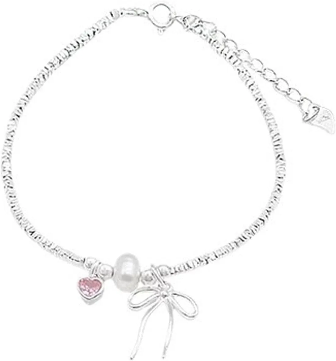 Adjustable Sterling Silver Bow Heart Bracelet, Friendship Jewelry for Women - Symbolic Best Friend Gift, Delicate Beaded Design for Everyday Wear