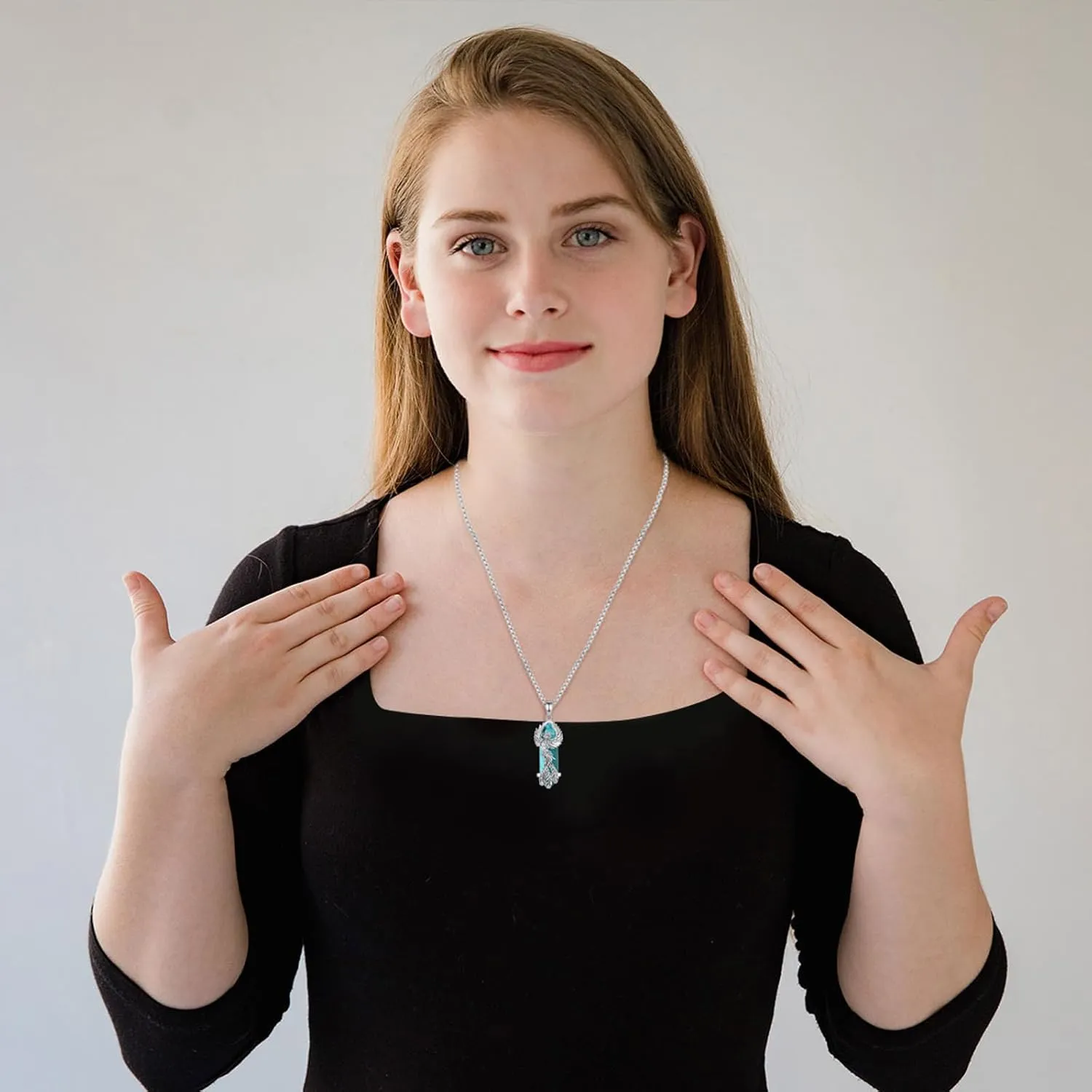 AEONSLOVE Phoenix Necklace for Women, Obsidian/Amethyst/Turquoise/Malachite/Clear Quartz/Rose Quartz Healing Crystal Phoenix Jewelry Gifts, 20'' 2'' Stainless Steel Box Chain