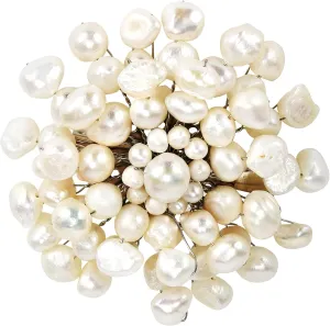 AeraVida Cultured Freshwater White Pearls Retro Floral Pin-Brooch | Scarf Brooches for Women | Jewelry Pin