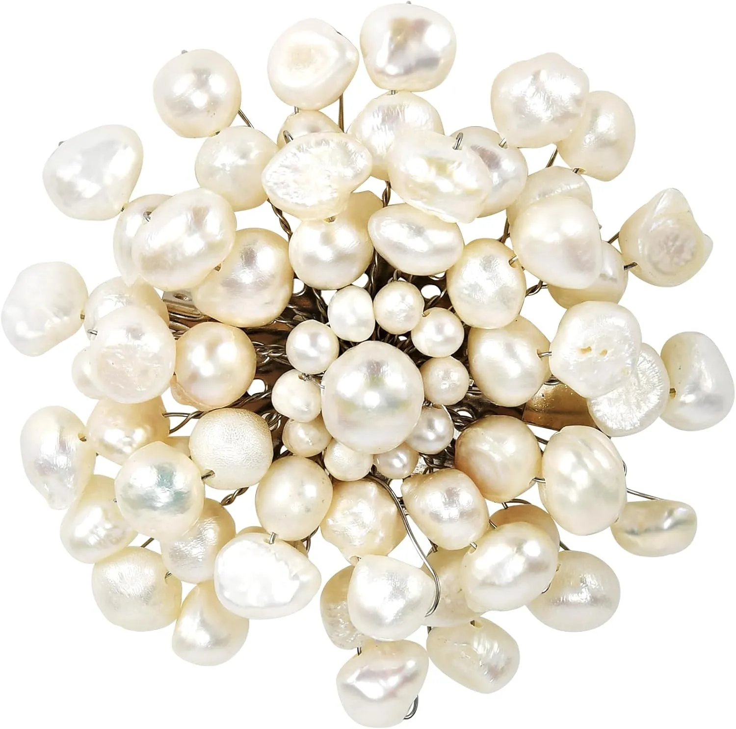 AeraVida Cultured Freshwater White Pearls Retro Floral Pin-Brooch | Scarf Brooches for Women | Jewelry Pin
