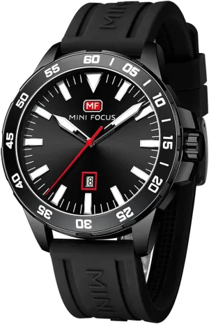 AIMES Mens Watches Chronograph Waterproof Sport Military Watch for Men Analog Quartz Movement Stylish Wristwatch Blalck Silicone Band Elegant Gift for Men