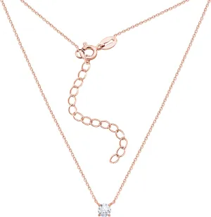 Amazon Essentials Necklace for Women, 14K Brass Chain with Cubic Zirconia Solitaire Pendant