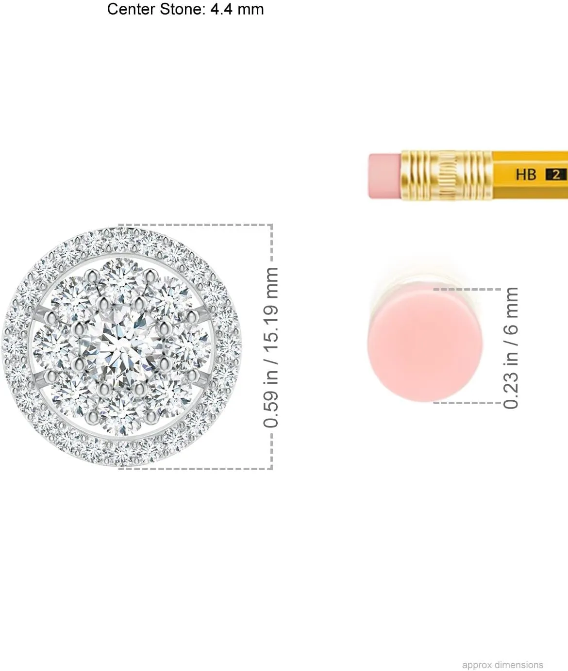 Angara Lab Grown Classic Round Cluster Diamond Pendant in 14K Solid Gold/Platinum | April Birthstone, Birthday, Engagement, Anniversary, Wedding Jewelry Gift for Women