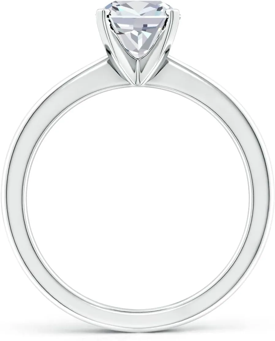 Angara Lab Grown Cushion Rectangular Diamond Reverse Tapered Shank Solitaire Engagement Ring in Silver / 14K Solid Gold/Platinum | April Birthstone, Birthday, Anniversary Jewelry Gift for Women