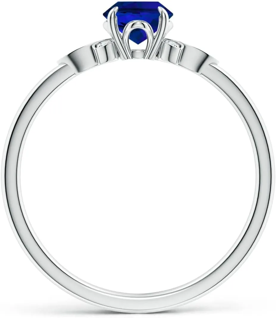 Angara Lab Grown Nature-Inspired Oval Blue Sapphire Engagement Ring in 14K Solid Gold/Platinum | Birthday, Anniversary, Wedding Jewelry Gift for Women
