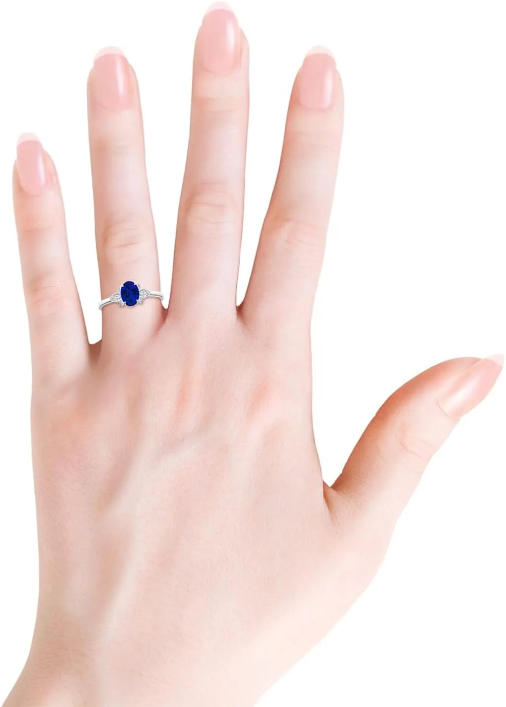Angara Lab Grown Nature-Inspired Oval Blue Sapphire Engagement Ring in 14K Solid Gold/Platinum | Birthday, Anniversary, Wedding Jewelry Gift for Women