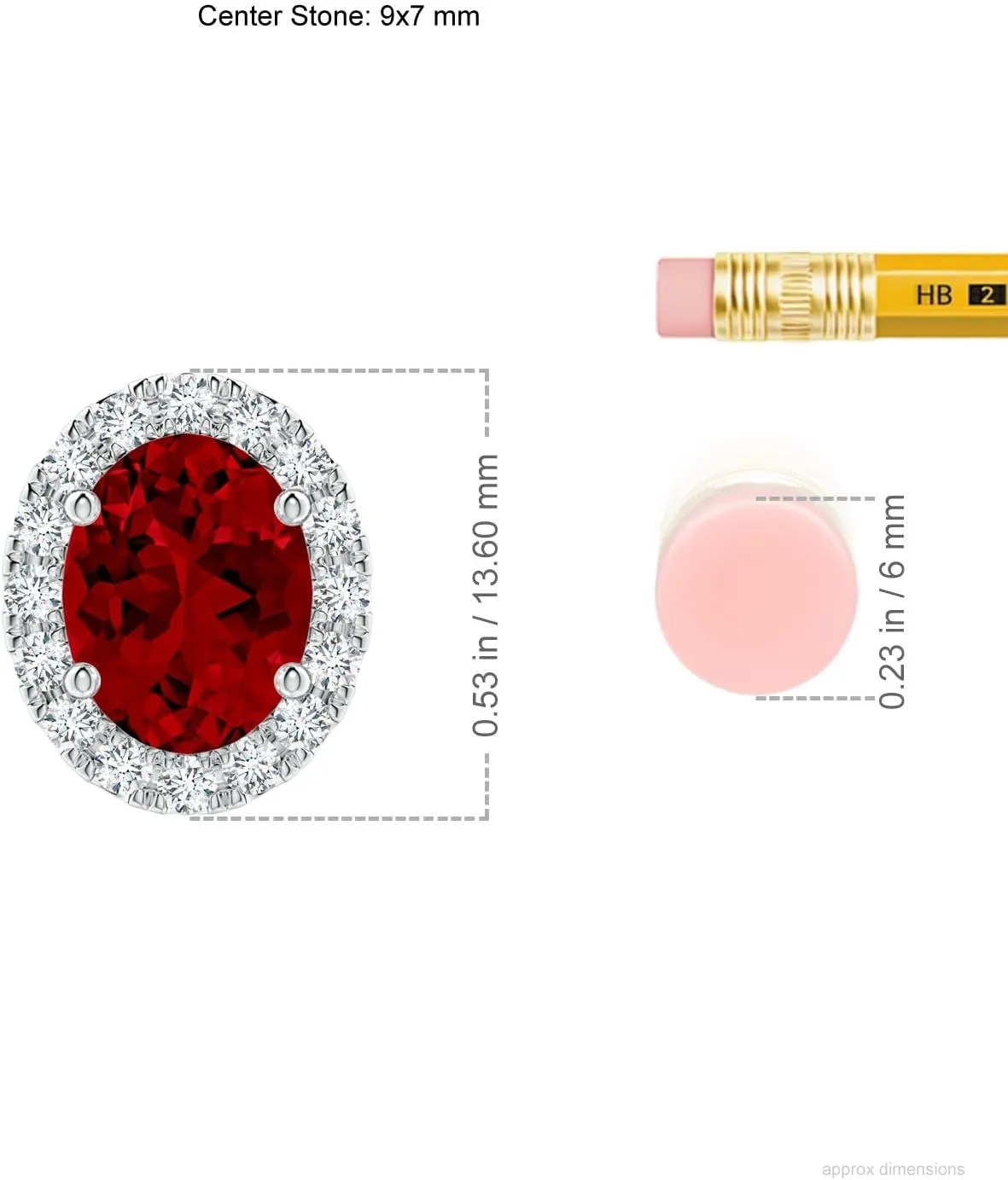 Angara Lab Grown Oval Ruby Halo Pendant in 14K Solid Gold/Platinum | July Birthstone, Birthday, Engagement, Anniversary, Wedding Jewelry Gift for Women
