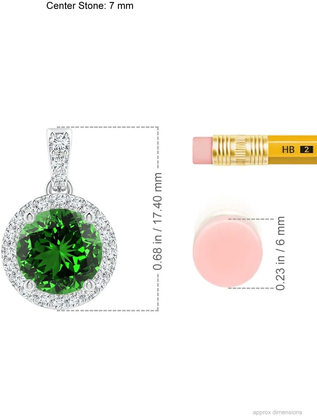 Angara Lab Grown Round Emerald Dangle Pendant with Lab Diamond Halo in 14K Solid Gold/Platinum | May Birthstone, Birthday, Engagement, Anniversary, Wedding Jewelry Gift for Women