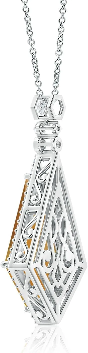 Angara Natural GIA Certified Moroccan Style Kite-Shaped 8.78 ct Citrine Pendant in 14K Solid Gold/Platinum for Women | November Birthstone Jewelry Gift for Women