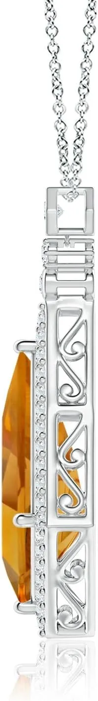 Angara Natural GIA Certified Moroccan Style Kite-Shaped 8.78 ct Citrine Pendant in 14K Solid Gold/Platinum for Women | November Birthstone Jewelry Gift for Women