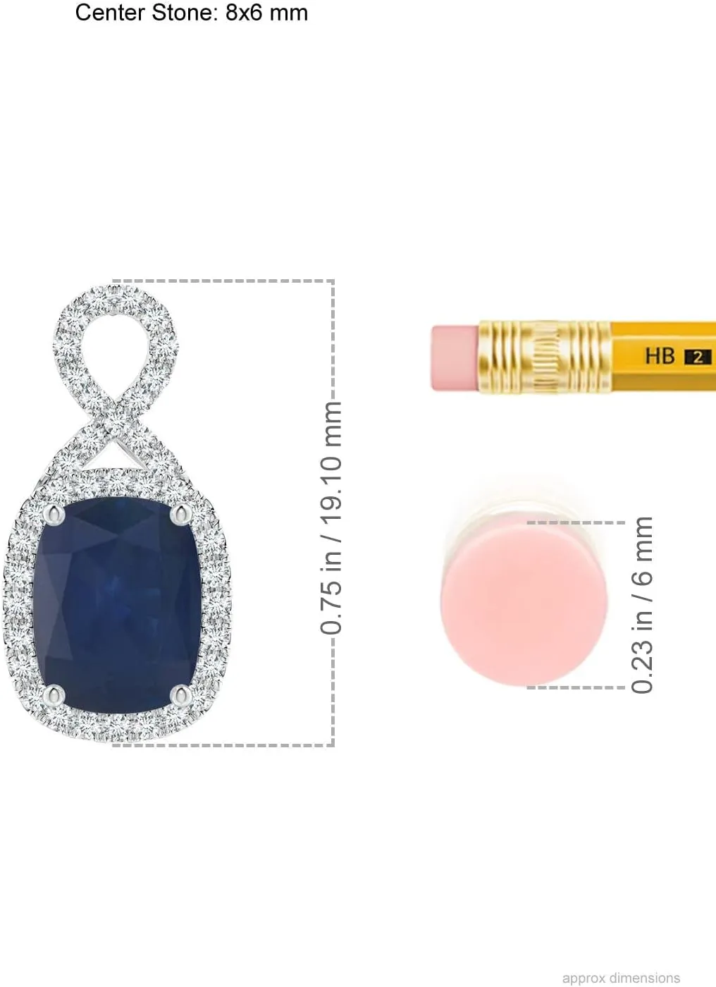Angara Natural Rectangular Cushion Sapphire Infinity Pendant in 14K Solid Gold/Platinum | September Birthstone, Birthday, Engagement, Anniversary, Wedding Jewelry Gift for Women