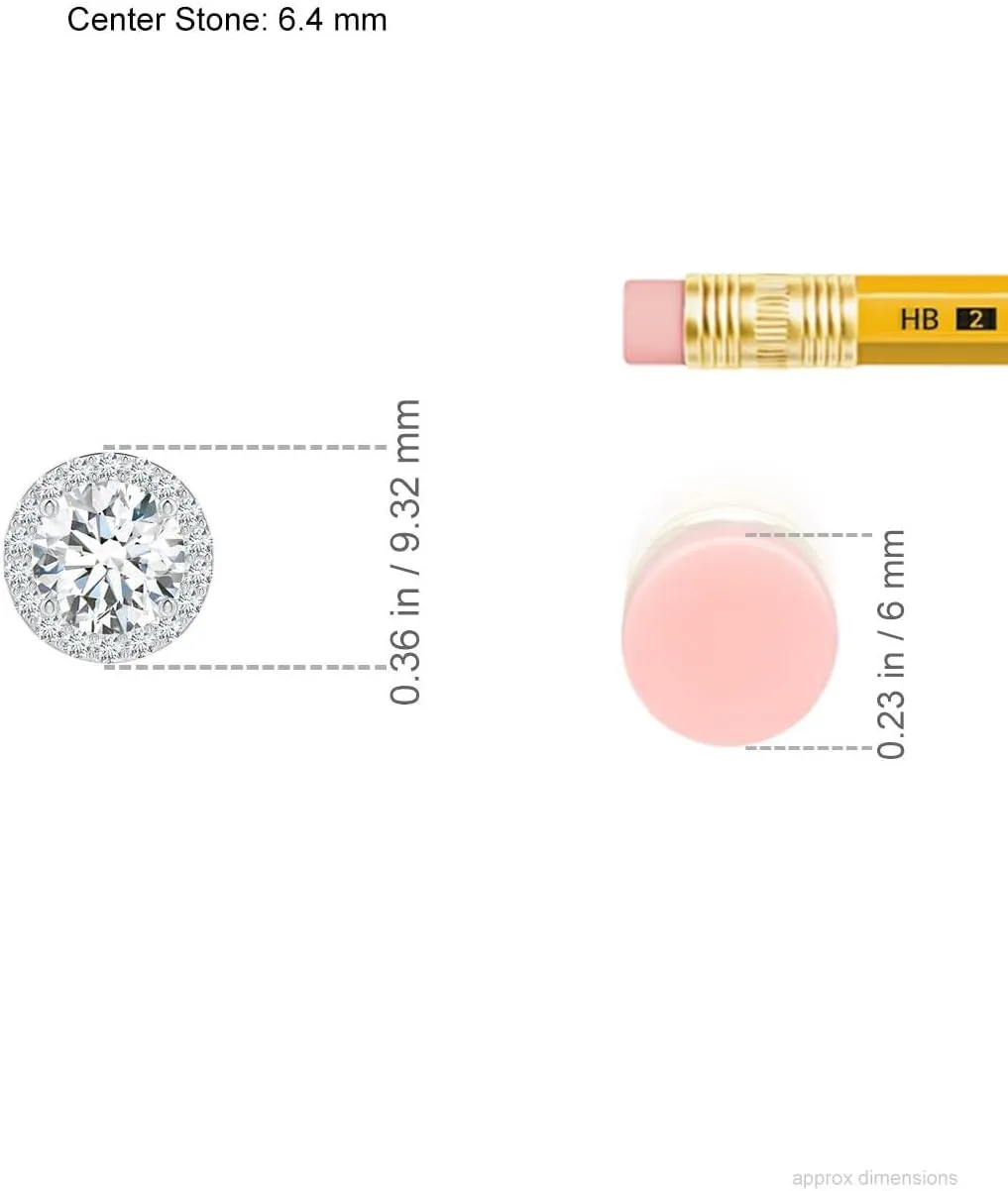 Angara Vintage Inspired Round Lab Grown Diamond Halo Pendant in 14K Solid Gold/Platinum | April Birthstone, Birthday, Engagement, Anniversary, Wedding Jewelry Gift for Women