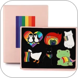 Animal Pride Pins 6pcs Cute Rainbow LGBTQ Pins Duck Cat Brooch for Backpack Clothes
