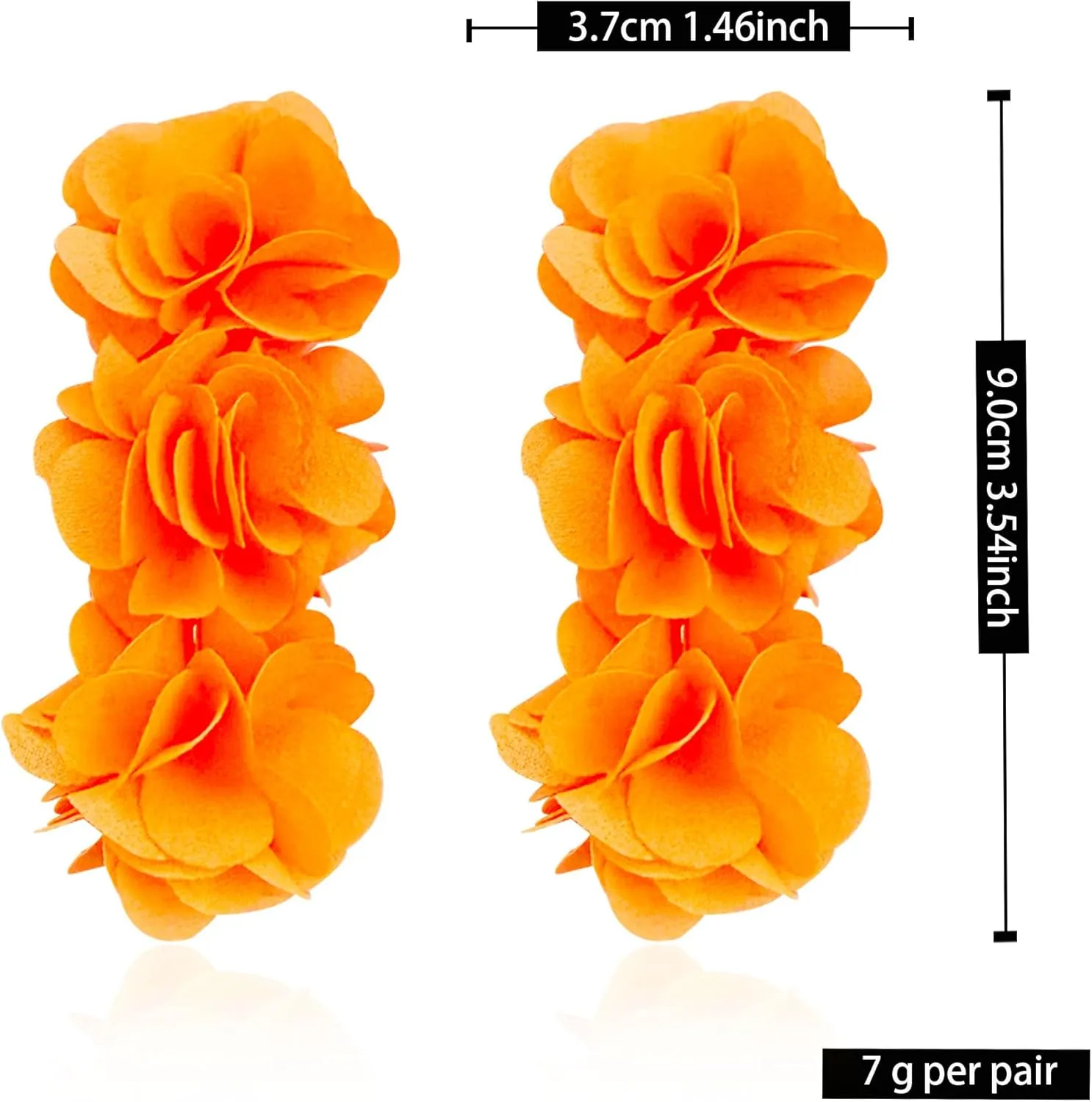 Anmpab Elegant Long Fabric 3-Layer Flower Tassel Earrings Bohemian Handmade Dangle Drop Earrings for Women Vintage Floral Statement Jewelry