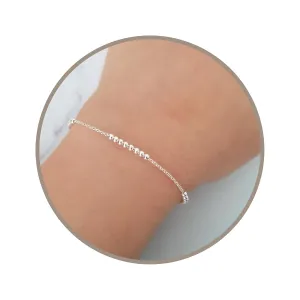 Annika Bella Chain Bracelet with Beads, 925 Sterling Silver Bracelets, Hand Chain for Women, Waterproof Arm Jewelry (Silver)