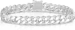 ARGENTO REALE 925 Sterling Silver Solid 6.25MM-12.25MM Miami Cuban Bracelet for Men - Sterling Silver Link Bracelet For Men, Mens Link Bracelets 8 8.5, 9