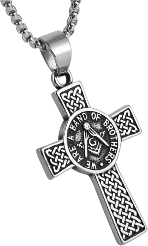 AsAlways Celtic Cross Necklace for Men Women Stainless Steel Retro Masonic Necklace Freemason Pendant Necklace Jewelry Gift